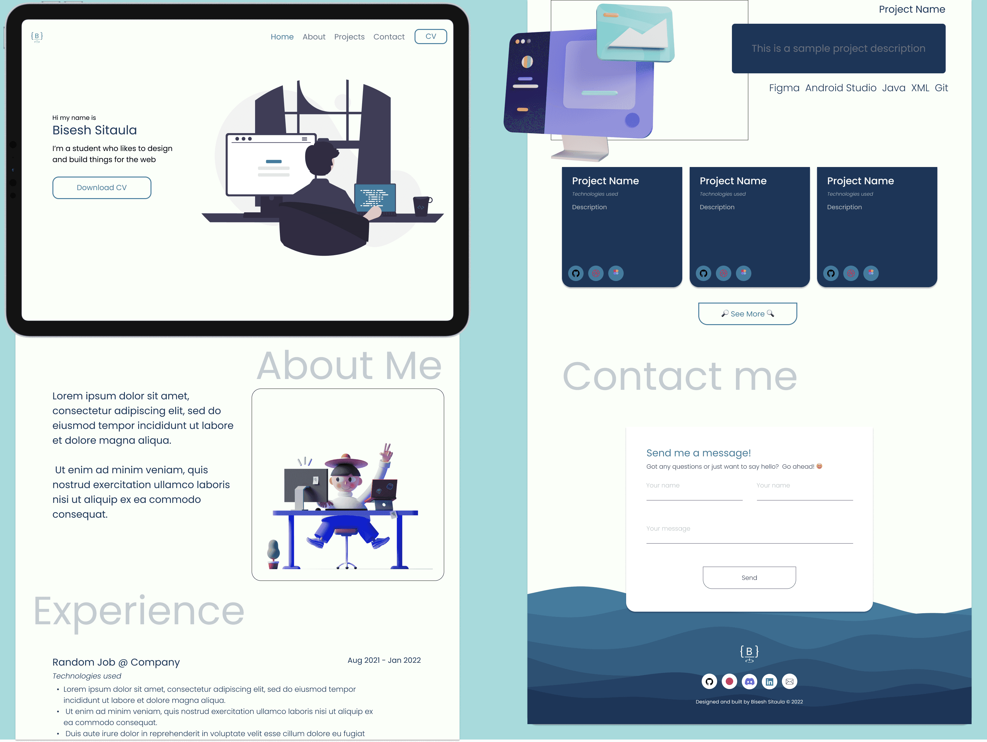 First iteration portfolio dribbble shot